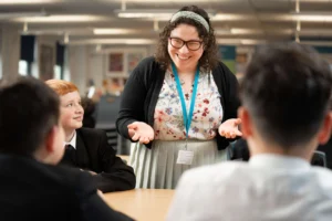 Teacher in secondary school class